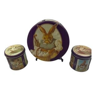 Vintage 3 Chein Industries Bristol Ware Tins Easter Bunny 1984 Chromolithograph